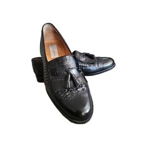 Mezlan Alicante Black Wingtip Tassel Loafer Men's 12 W Made In Spain